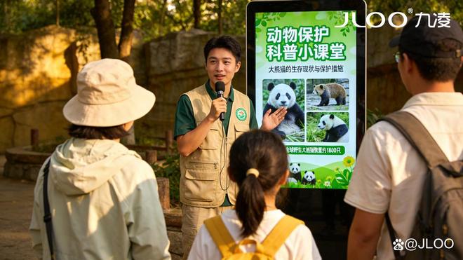 九凌JLOO 324355寸户外广告机：动物园展区科普教育数字标牌屏