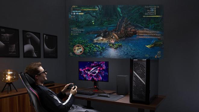 九游：ROG×XREAL联名AR游戏眼镜R1公布：4m投射171虚拟巨屏(图2)